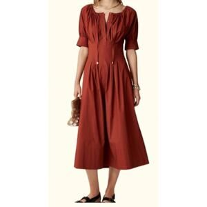  NWT J.Crew Cinched-Waist Shirt-Dress Sz 6 in Brilliant Mahogany (Item CK829)